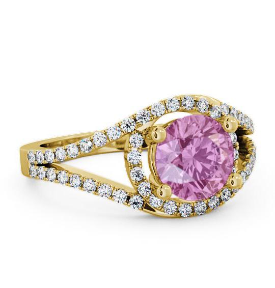 Halo Pink Sapphire and Diamond 1.94ct Ring 9K Yellow Gold ENRD60GEM_YG_PS_THUMB1