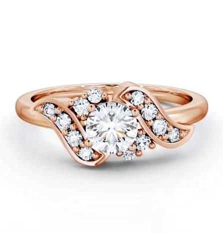 Round Diamond Unique Style Engagement Ring 9K Rose Gold Solitaire ENRD61_RG_THUMB1