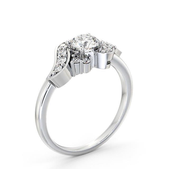 Round Diamond Engagement Ring 9K White Gold Solitaire - Marly ENRD61_WG_HAND