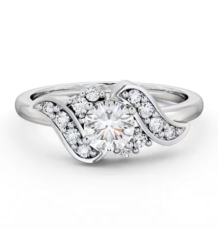 Round Diamond Unique Style Engagement Ring 9K White Gold Solitaire ENRD61_WG_THUMB2 