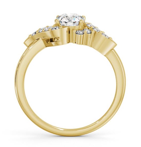 Round Diamond Unique Style Engagement Ring 18K Yellow Gold Solitaire ENRD61_YG_THUMB1 
