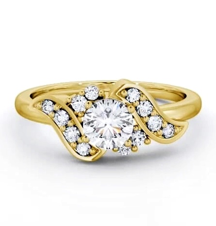 Round Diamond Unique Style Engagement Ring 9K Yellow Gold Solitaire ENRD61_YG_THUMB1
