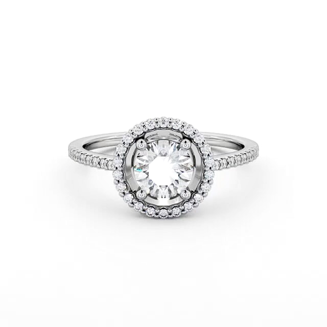 Halo Round Diamond Engagement Ring 9K White Gold - Emory ENRD62_WG_HAND