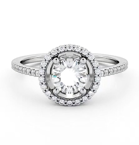 Halo Round Diamond Low Set Engagement Ring 18K White Gold ENRD62_WG_THUMB2 