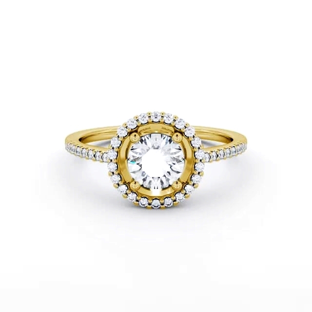 Halo Round Diamond Engagement Ring 9K Yellow Gold - Emory ENRD62_YG_HAND