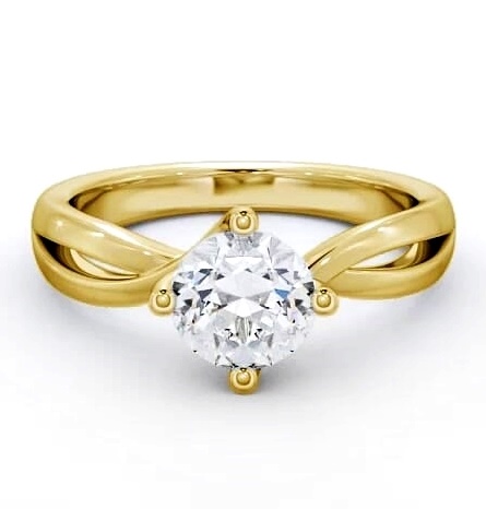 Round Diamond Open Band Engagement Ring 9K Yellow Gold Solitaire ENRD63_YG_THUMB1