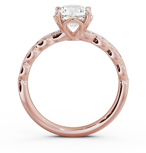 Round Diamond Waving Band Engagement Ring 9K Rose Gold Solitaire with Channel Set Side Stones ENRD64_RG_THUMB1