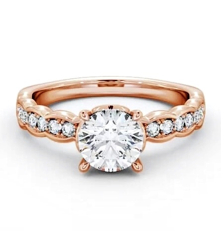 Round Diamond Waving Band Engagement Ring 9K Rose Gold Solitaire ENRD64_RG_THUMB1