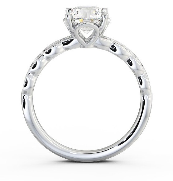 Round Diamond Waving Band Engagement Ring 9K White Gold Solitaire ENRD64_WG_THUMB1 