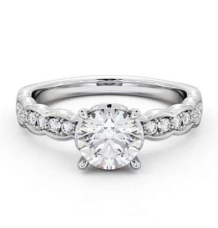 Round Diamond Waving Band Engagement Ring Palladium Solitaire ENRD64_WG_THUMB1