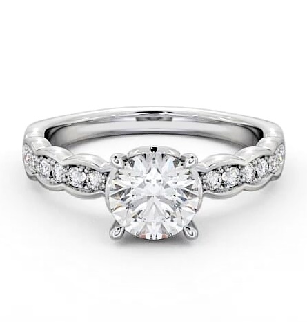 Round Diamond Waving Band Engagement Ring 18K White Gold Solitaire ENRD64_WG_THUMB2 