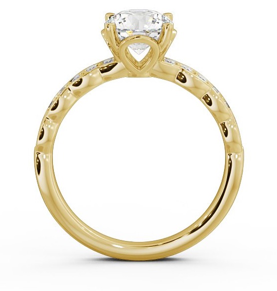 Round Diamond Waving Band Engagement Ring 9K Yellow Gold Solitaire ENRD64_YG_THUMB1 