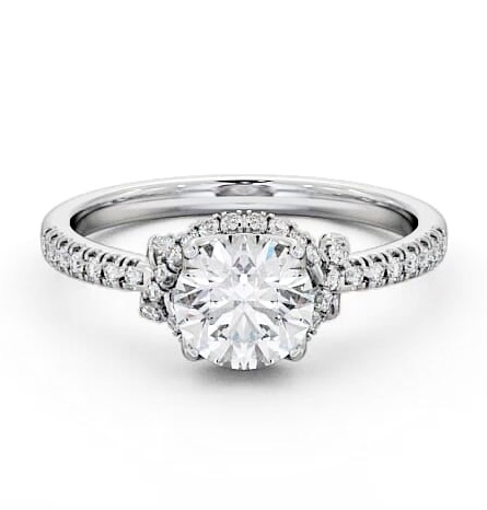 Halo Round Diamond Knott Design Engagement Ring 9K White Gold ENRD65_WG_THUMB1