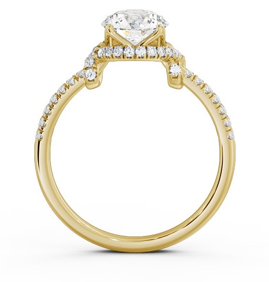 Halo Round Diamond Knott Design Engagement Ring 18K Yellow Gold ENRD65_YG_THUMB1 