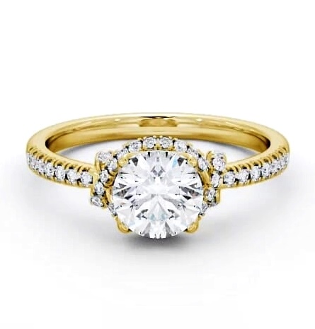 Halo Round Diamond Knott Design Engagement Ring 9K Yellow Gold ENRD65_YG_THUMB1