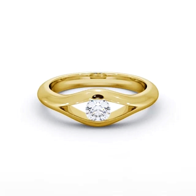 Round Diamond Engagement Ring 18K Yellow Gold Solitaire - Delaney ENRD66_YG_HAND