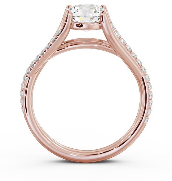Round Diamond Crossover Band Engagement Ring 9K Rose Gold Solitaire with Channel Set Side Stones ENRD67_RG_THUMB1