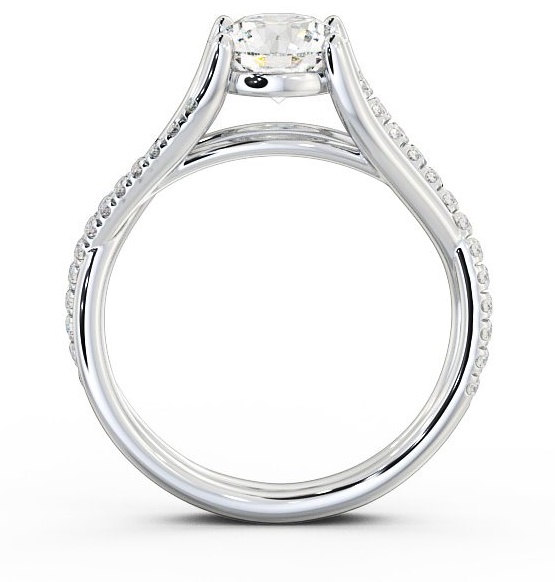 Round Diamond Crossover Band Engagement Ring Palladium Solitaire with Channel Set Side Stones ENRD67_WG_THUMB1