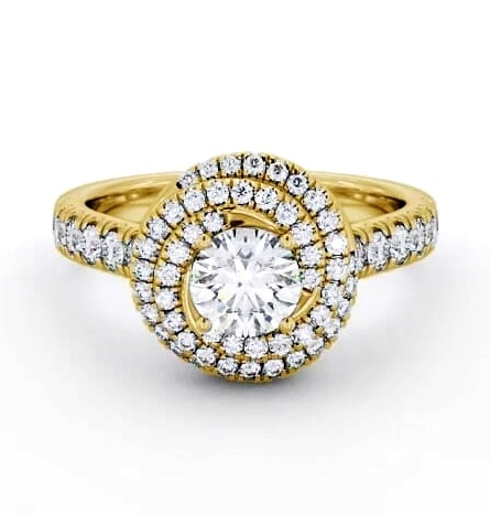 Halo 1.25ct Round Diamond Swirling Engagement Ring 18K Yellow Gold ENRD68_YG_THUMB1
