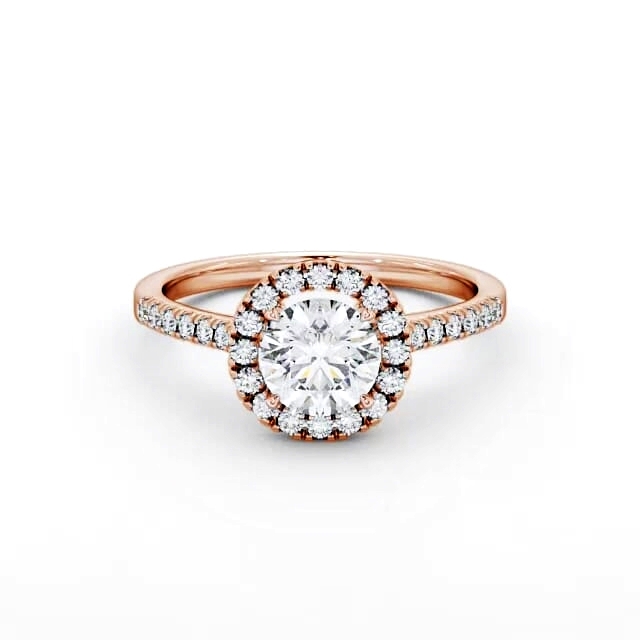 Halo Round Diamond Engagement Ring 9K Rose Gold - Carter ENRD69_RG_HAND