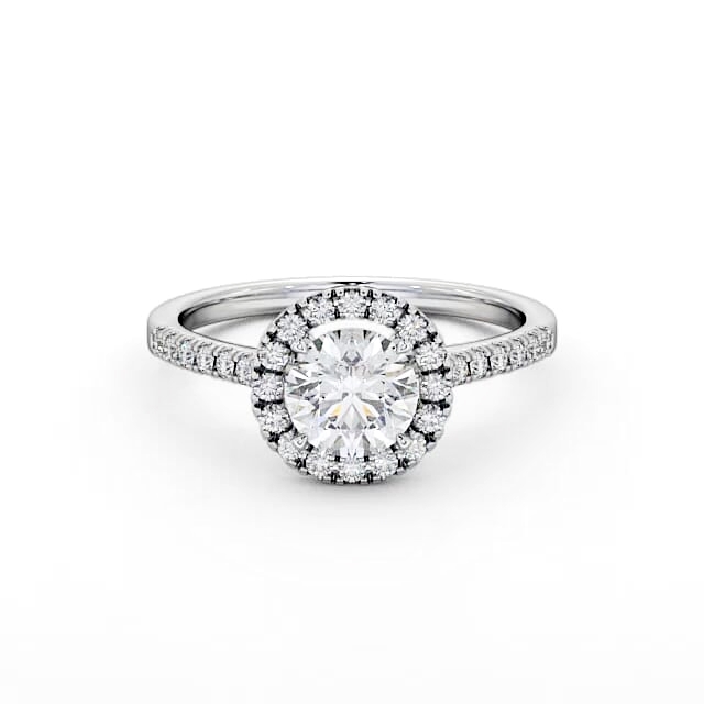 Halo Round Diamond Engagement Ring 9K White Gold - Carter ENRD69_WG_HAND