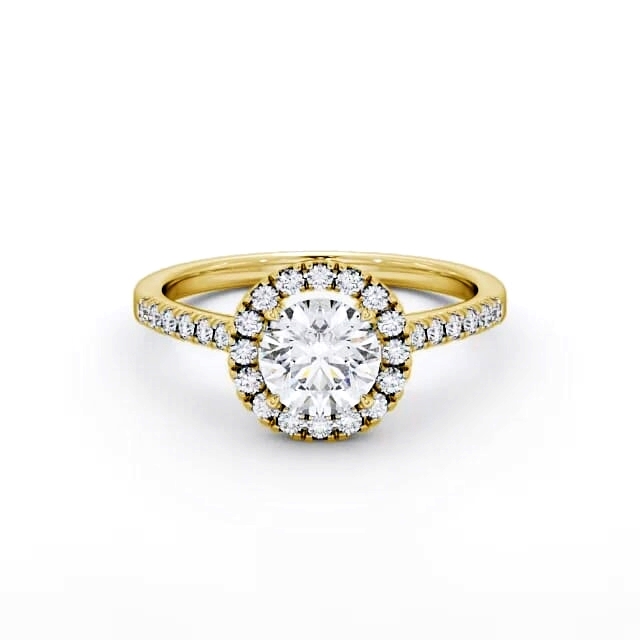 Halo Round Diamond Engagement Ring 9K Yellow Gold - Carter ENRD69_YG_HAND