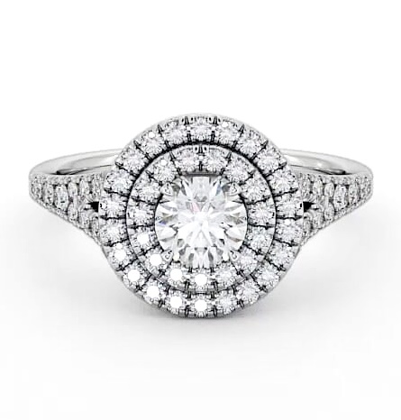 Halo Round Diamond Double Row Engagement Ring 18K White Gold ENRD70_WG_THUMB2 