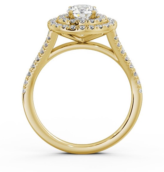 Halo Round Diamond Double Row Engagement Ring 9K Yellow Gold ENRD70_YG_THUMB1