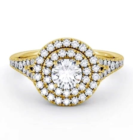 Halo Round Diamond Double Row Engagement Ring 18K Yellow Gold ENRD70_YG_THUMB2 