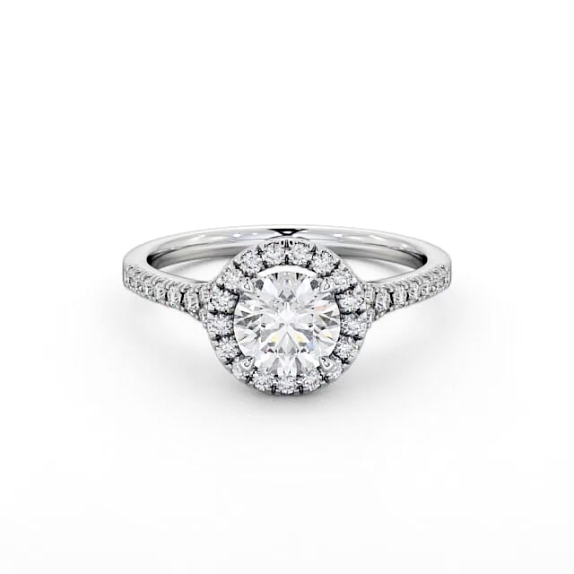 Halo Round Diamond Engagement Ring Palladium - Devin ENRD71_WG_HAND