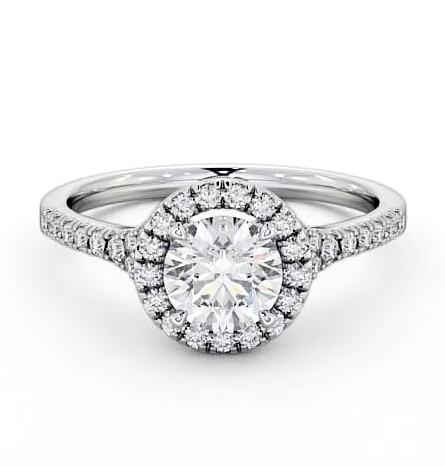 Halo Round Diamond Traditional Engagement Ring 18K White Gold ENRD71_WG_THUMB2 