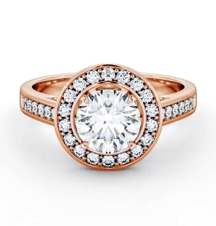 Halo Round Diamond Channel Set Engagement Ring 18K Rose Gold ENRD72_RG_THUMB1