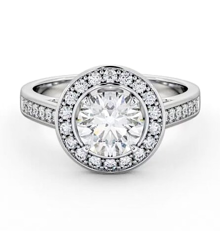 Halo Round Diamond Channel Set Engagement Ring 18K White Gold ENRD72_WG_THUMB1