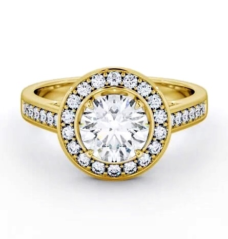 Halo Round Diamond Channel Set Engagement Ring 18K Yellow Gold ENRD72_YG_THUMB2 