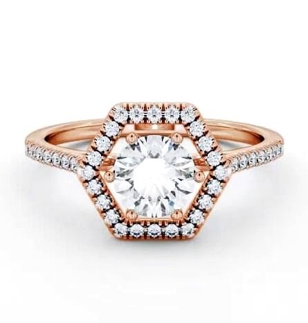 Halo Round Diamond Hexagon Design Engagement Ring 18K Rose Gold ENRD73_RG_THUMB2 