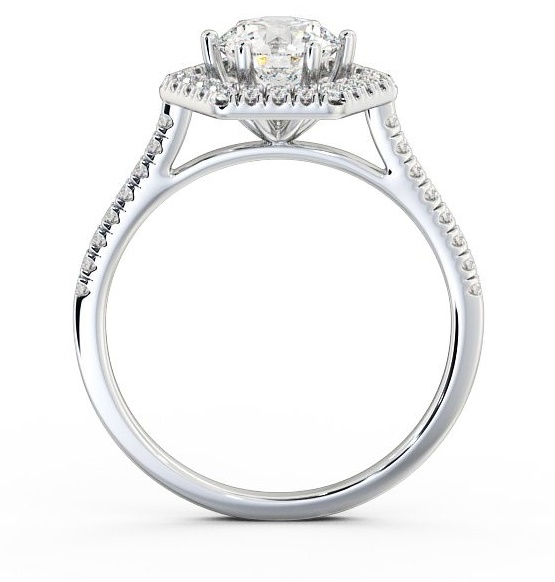 Halo Round Diamond Hexagon Design Engagement Ring 18K White Gold ENRD73_WG_THUMB1 