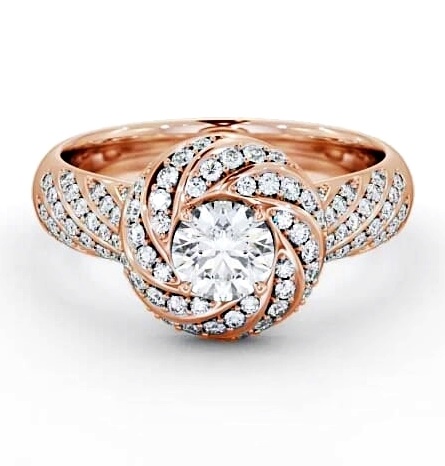 Halo 0.90ct Round Diamond Exquisite Engagement Ring 18K Rose Gold ENRD74_RG_THUMB1