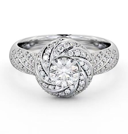 Halo 0.90ct Round Diamond Exquisite Engagement Ring Palladium ENRD74_WG_THUMB1
