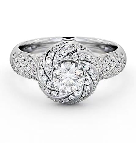 Halo 0.90ct Round Diamond Exquisite Engagement Ring 18K White Gold ENRD74_WG_THUMB2 