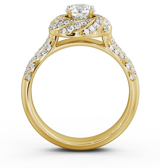 Halo 0.90ct Round Diamond Exquisite Engagement Ring 9K Yellow Gold ENRD74_YG_THUMB1