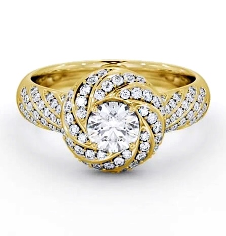 Halo 0.90ct Round Diamond Exquisite Engagement Ring 9K Yellow Gold ENRD74_YG_THUMB1