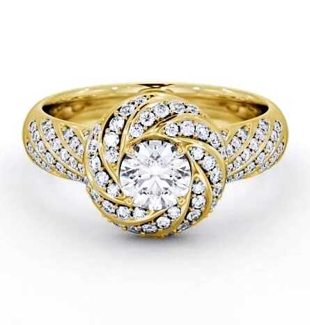 Halo 0.90ct Round Diamond Exquisite Engagement Ring 18K Yellow Gold ENRD74_YG_THUMB2 