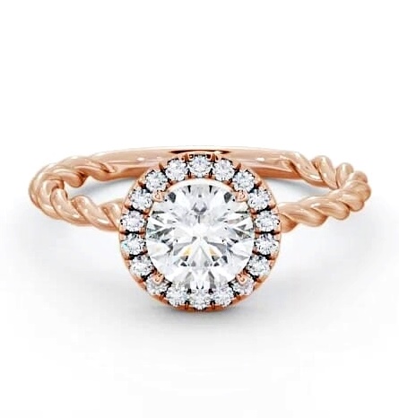 Halo Round Diamond Rope Style Band Engagement Ring 9K Rose Gold ENRD75_RG_THUMB2 