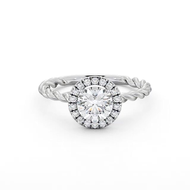 Halo Round Diamond Engagement Ring 18K White Gold - Liviana ENRD75_WG_HAND
