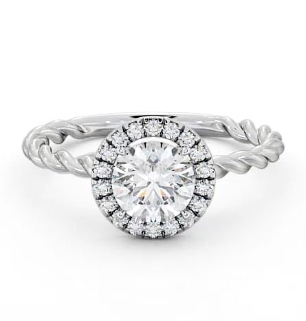 Halo Round Diamond Rope Style Band Engagement Ring 9K White Gold ENRD75_WG_THUMB1