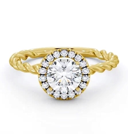 Halo Round Diamond Rope Style Band Engagement Ring 9K Yellow Gold ENRD75_YG_THUMB1