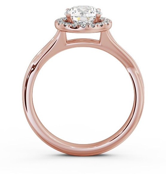 Halo Round Diamond Crossover Band Engagement Ring 18K Rose Gold ENRD76_RG_THUMB1