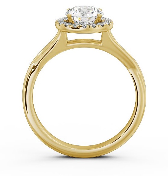 Halo Round Diamond Crossover Band Engagement Ring 9K Yellow Gold ENRD76_YG_THUMB1