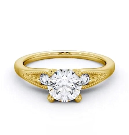 Round Diamond 4 Prong Engagement Ring 18K Yellow Gold Solitaire ENRD78_YG_THUMB1