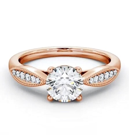 Round Diamond High Shoulder Engagement Ring 18K Rose Gold Solitaire ENRD79_RG_THUMB1